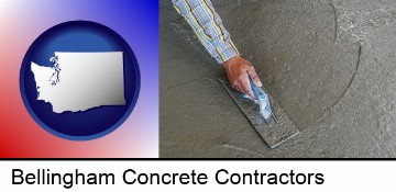 smoothing a concrete surface with a trowel in Bellingham, WA
