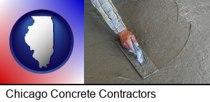 Chicago, Illinois - smoothing a concrete surface with a trowel