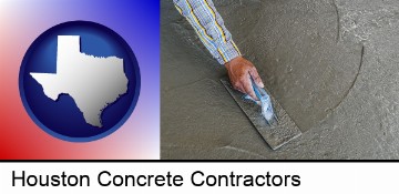 smoothing a concrete surface with a trowel in Houston, TX