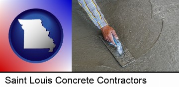 smoothing a concrete surface with a trowel in Saint Louis, MO