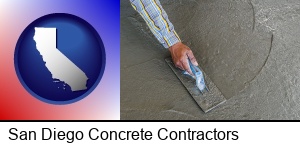 San Diego, California - smoothing a concrete surface with a trowel