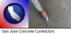 San Jose, California - smoothing a concrete surface with a trowel