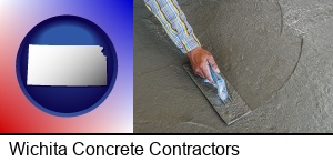 Wichita, Kansas - smoothing a concrete surface with a trowel
