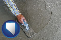 nevada map icon and smoothing a concrete surface with a trowel