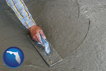 smoothing a concrete surface with a trowel - with Florida icon