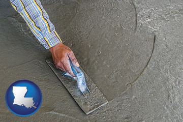 smoothing a concrete surface with a trowel - with Louisiana icon