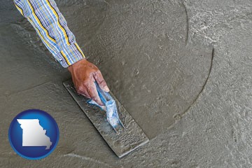 smoothing a concrete surface with a trowel - with Missouri icon