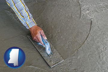 smoothing a concrete surface with a trowel - with Mississippi icon