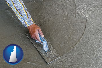 smoothing a concrete surface with a trowel - with New Hampshire icon