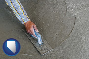 smoothing a concrete surface with a trowel - with Nevada icon
