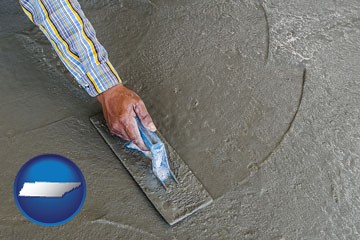 smoothing a concrete surface with a trowel - with Tennessee icon