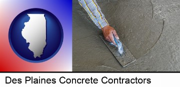 smoothing a concrete surface with a trowel in Des Plaines, IL