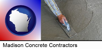 smoothing a concrete surface with a trowel in Madison, WI