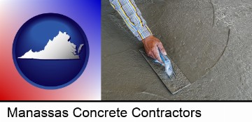 smoothing a concrete surface with a trowel in Manassas, VA
