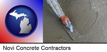 smoothing a concrete surface with a trowel in Novi, MI
