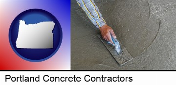 smoothing a concrete surface with a trowel in Portland, OR