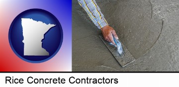 smoothing a concrete surface with a trowel in Rice, MN