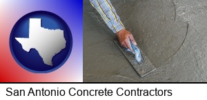 San Antonio, Texas - smoothing a concrete surface with a trowel