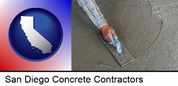 smoothing a concrete surface with a trowel in San Diego, CA