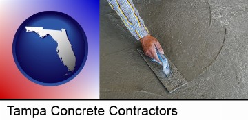 smoothing a concrete surface with a trowel in Tampa, FL